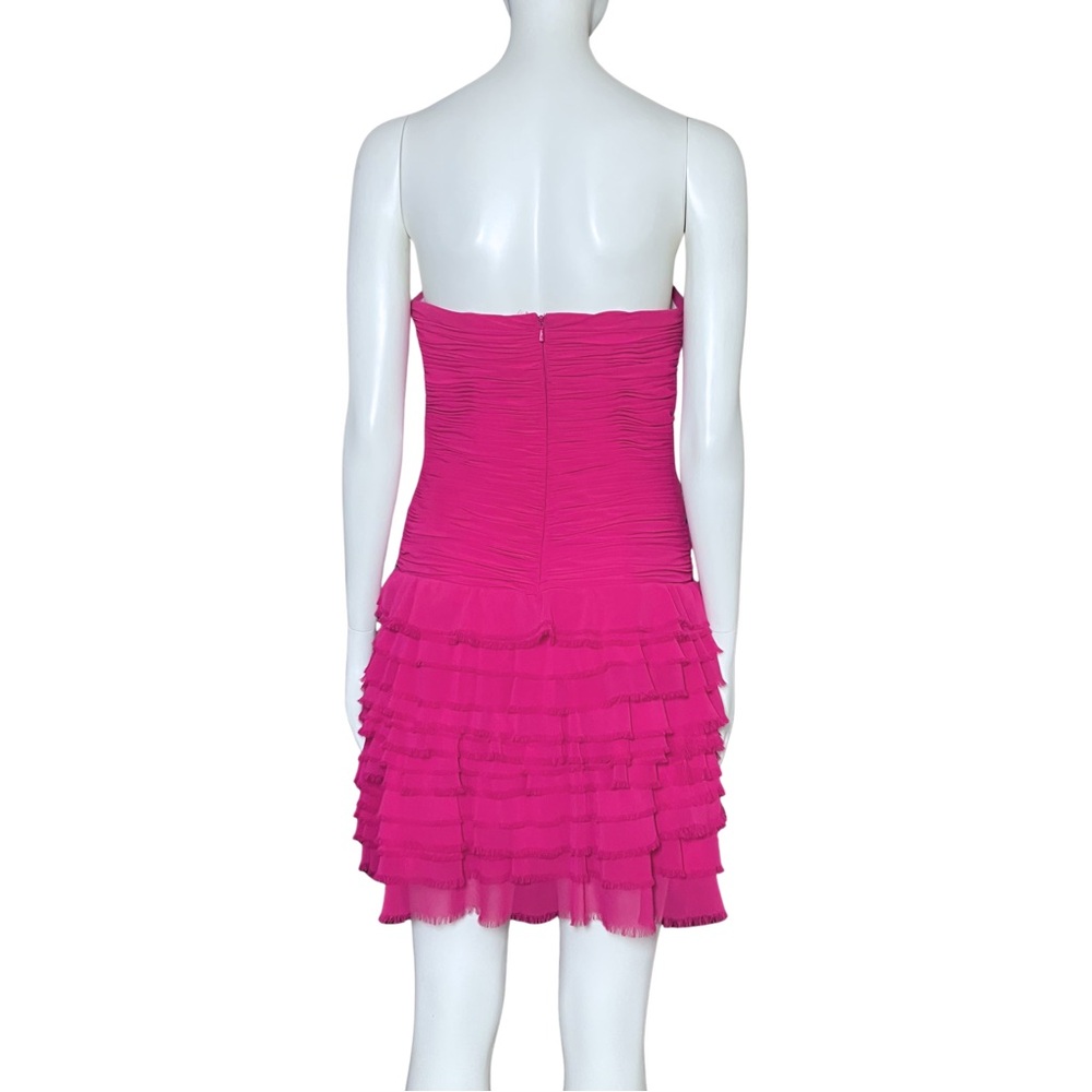 Vintage Y2K Pink Hoco Cocktail Dress. Small. Ruched Fairy Ruffle Party Strapless - Picture 5 of 10